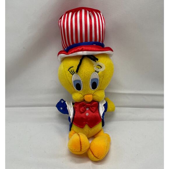 Tweety Bird Bean Bag‎ Plush Stuffed Animal Looney Tunes Uncle Sam 10" - Picture 1 of 3